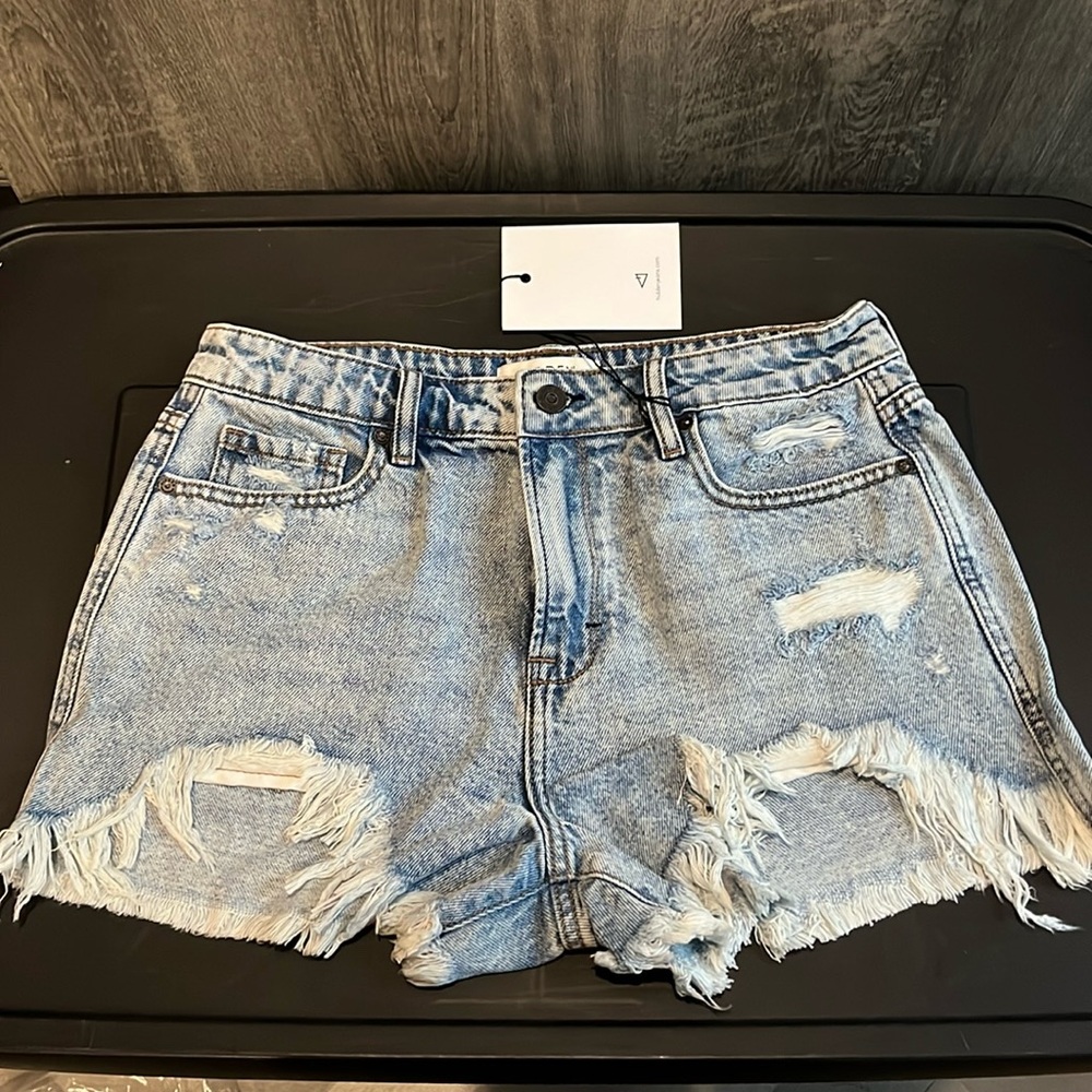 High waisted ripped jeans shorts